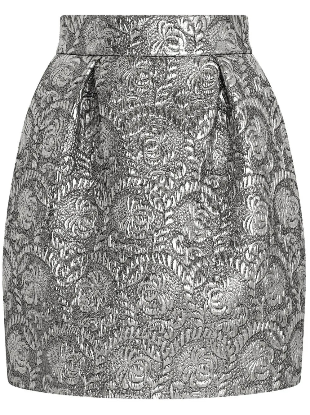 Brocade-Effect Midi Skirt