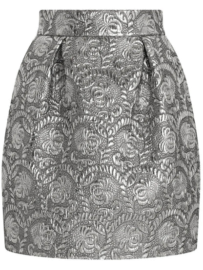 Brocade-Effect Midi Skirt