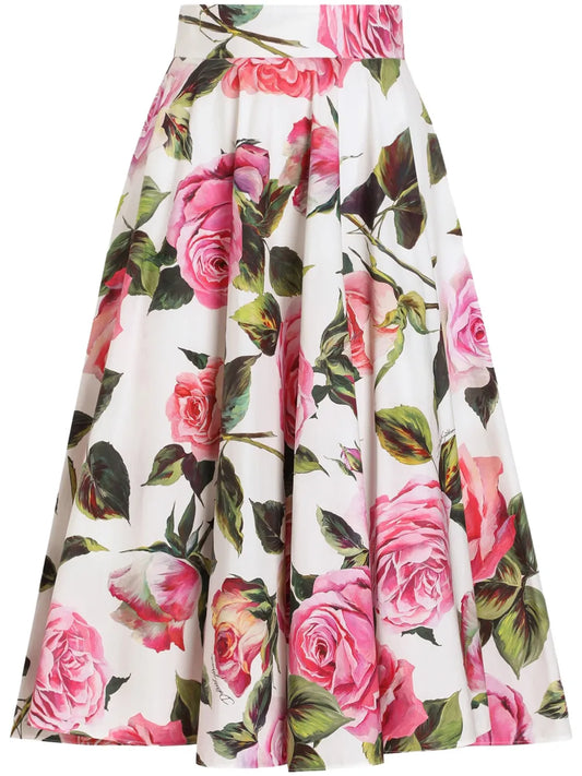 Floral-Print Midi Skirt