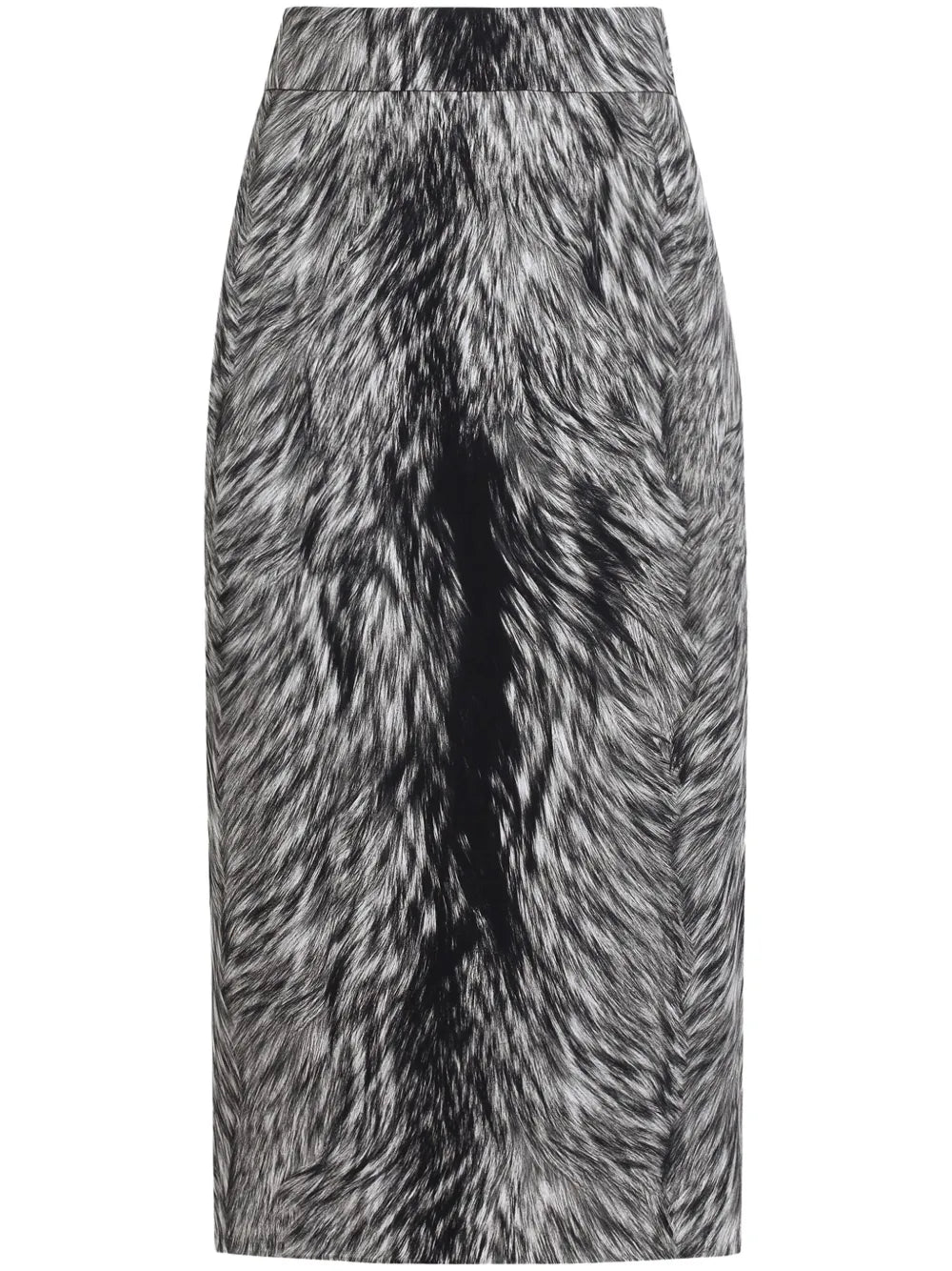 Fur-Print Midi Skirt