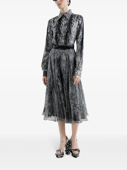 Graphic-Print Midi Skirt