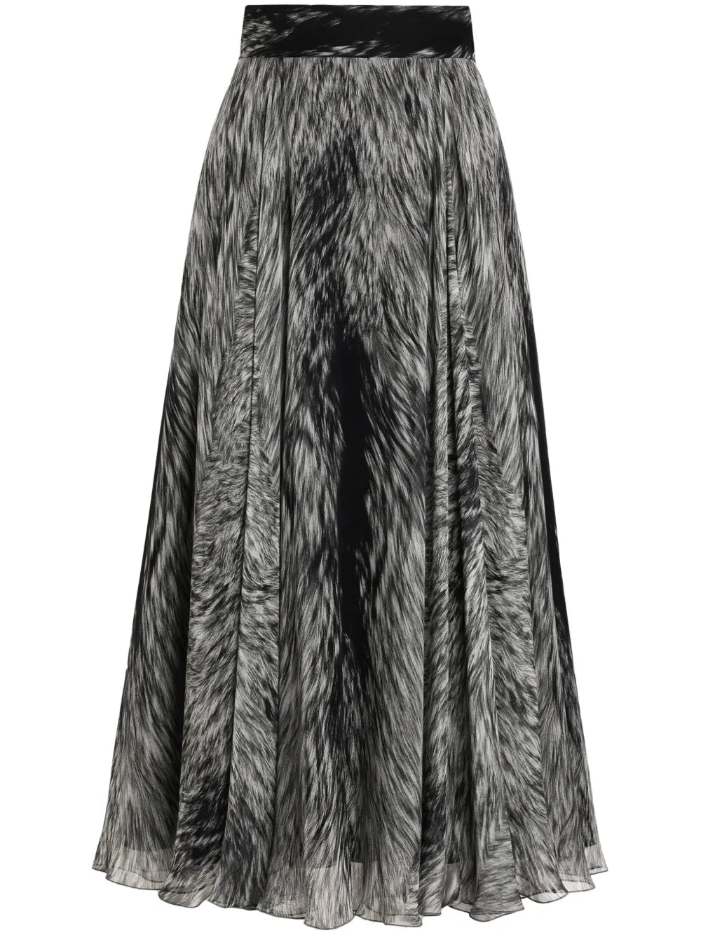 Graphic-Print Midi Skirt