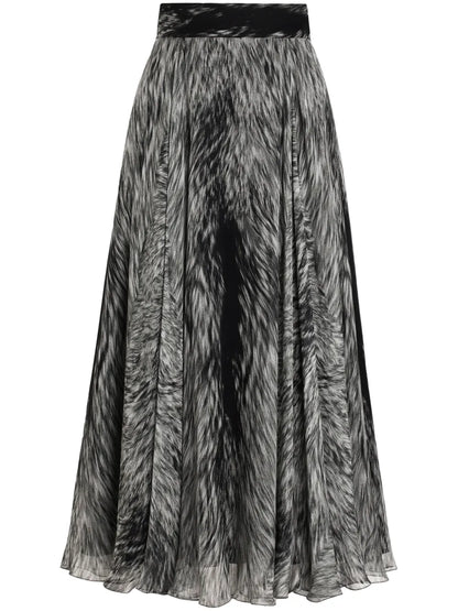Graphic-Print Midi Skirt