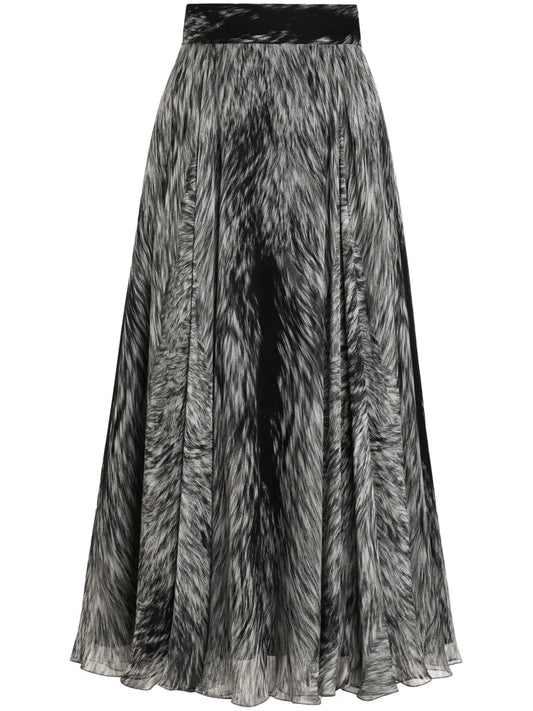 Graphic-Print Midi Skirt