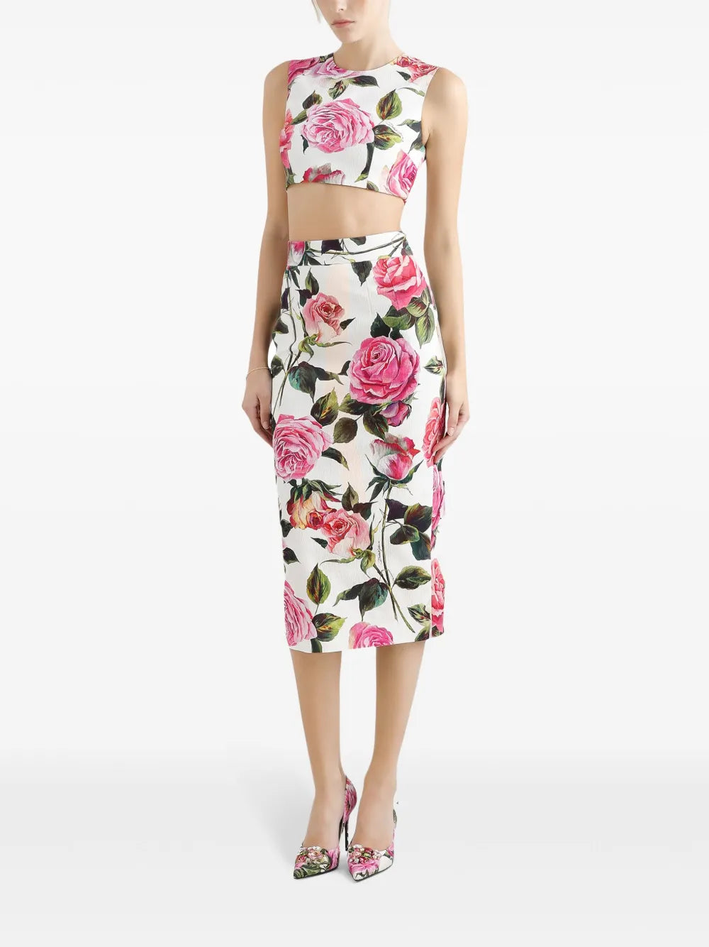 Floral-Print Midi Skirt