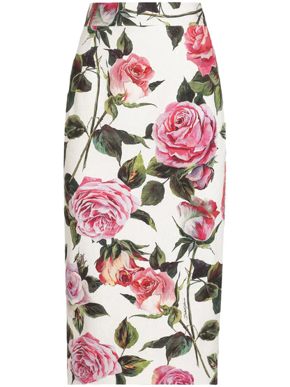 Floral-Print Midi Skirt