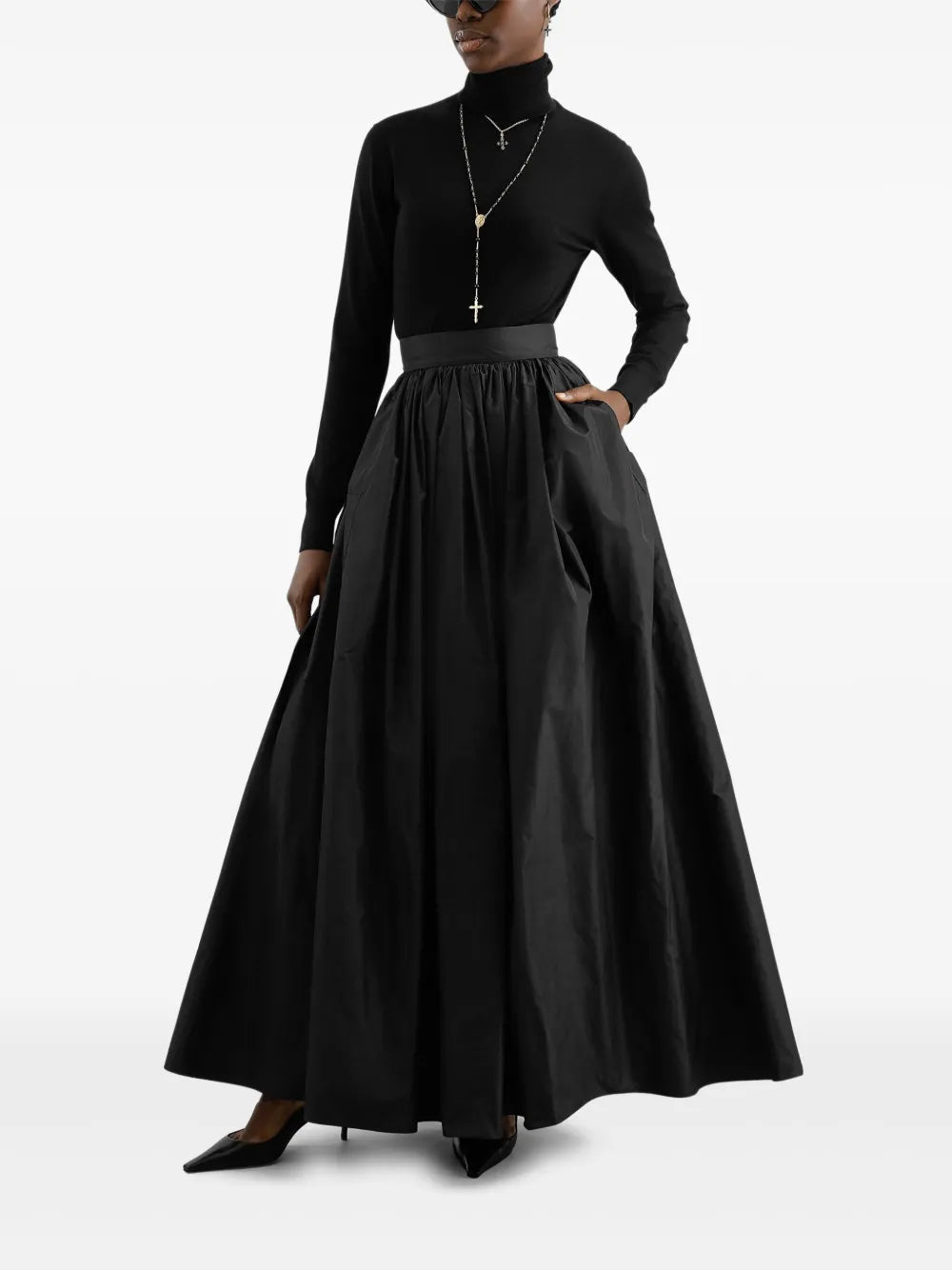 Taffeta Circle Maxi Skirt
