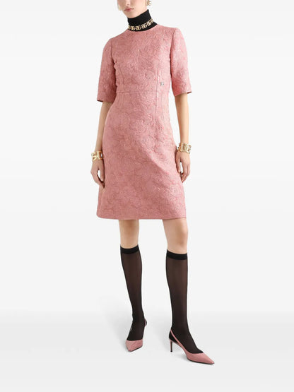 Floral-Jacquard Midi Dress