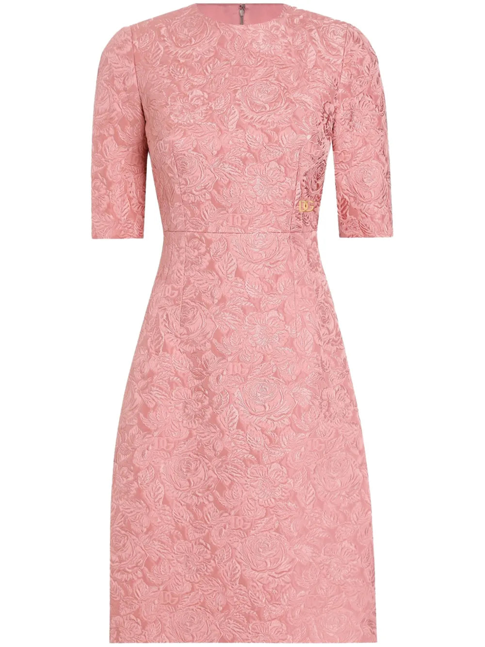 Floral-Jacquard Midi Dress