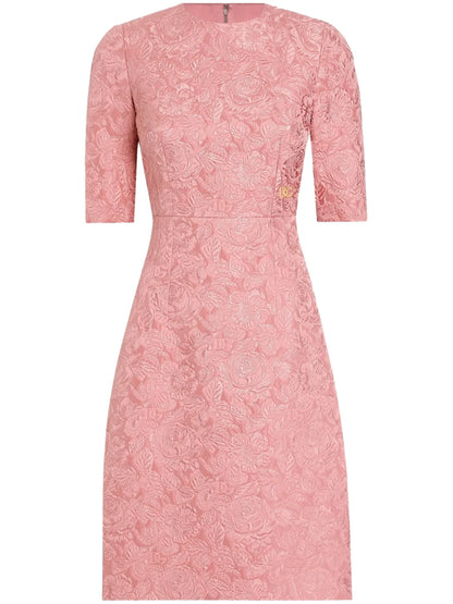Floral-Jacquard Midi Dress