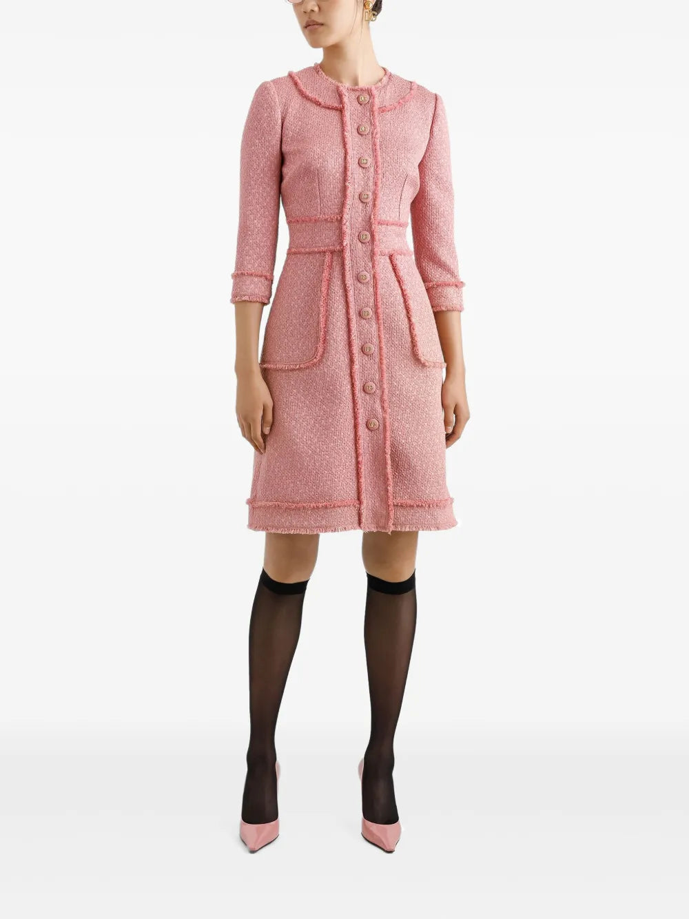Frayed-Edge Midi Dress