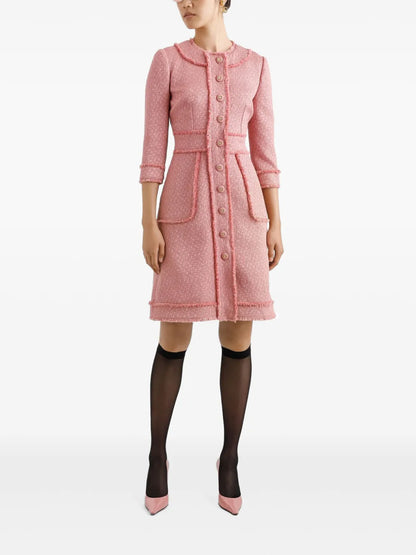 Frayed-Edge Midi Dress