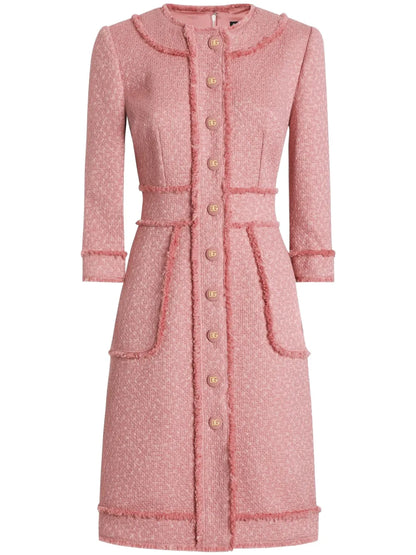 Frayed-Edge Midi Dress