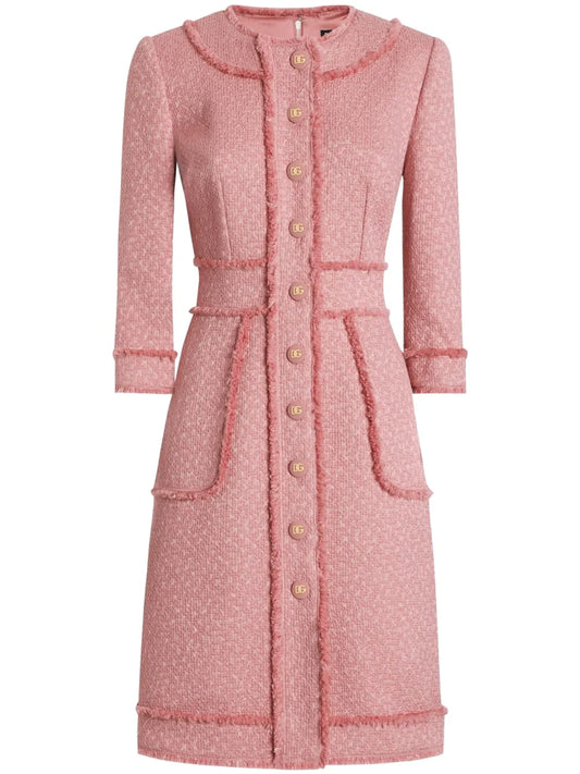 Frayed-Edge Midi Dress