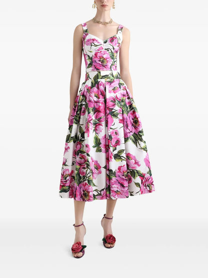 Peony-Print Bustier Top