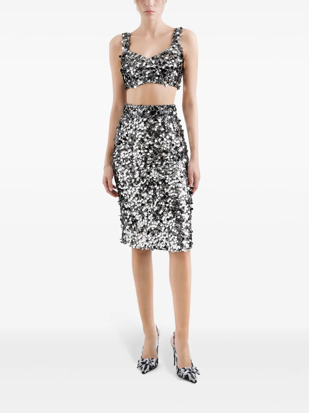 Sequin-Embellished Cropped Top