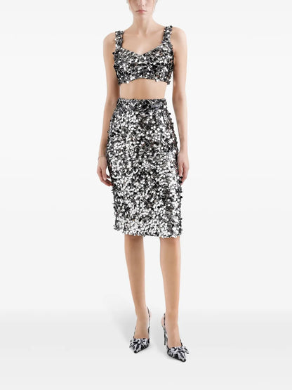 Sequin-Embellished Cropped Top