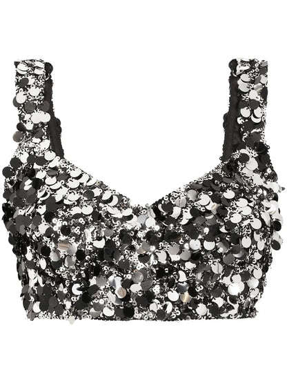 Sequin-Embellished Cropped Top