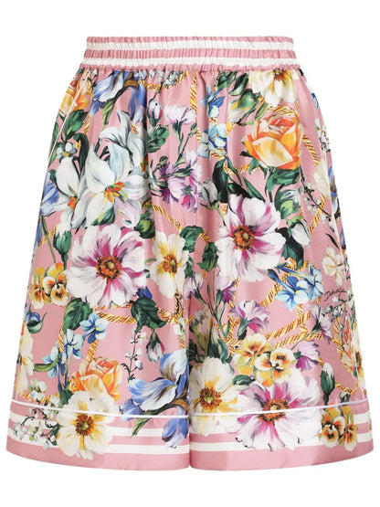 Floral-Print Satin Shorts