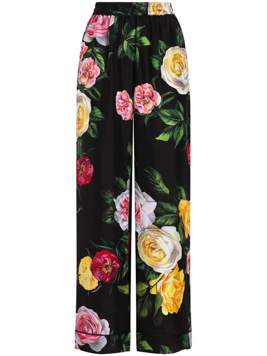 Rose-Print Trousers
