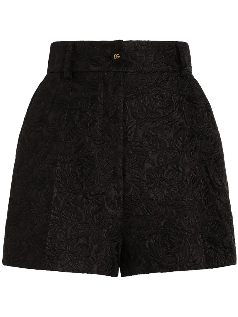 Floral Brocade-Effect Shorts