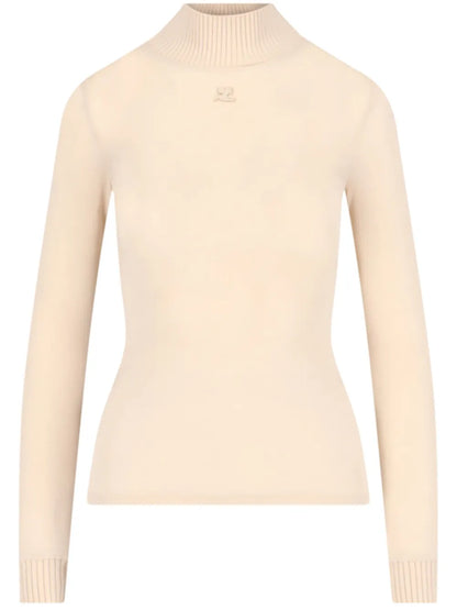 Logo-Patch Roll-Neck Top