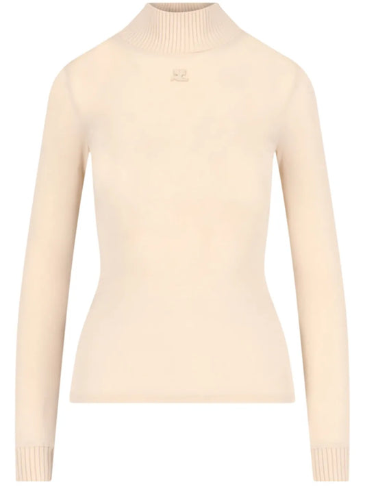 Logo-Patch Roll-Neck Top