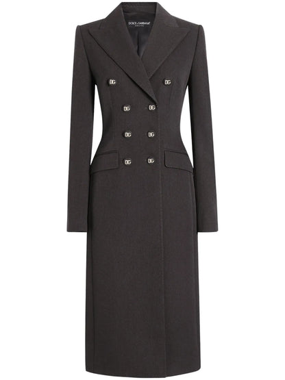 Double-Breasted Padded-Hips Coat