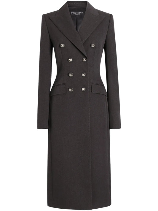 Double-Breasted Padded-Hips Coat