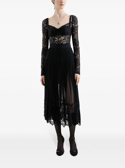 Floral-Lace Midi Dress