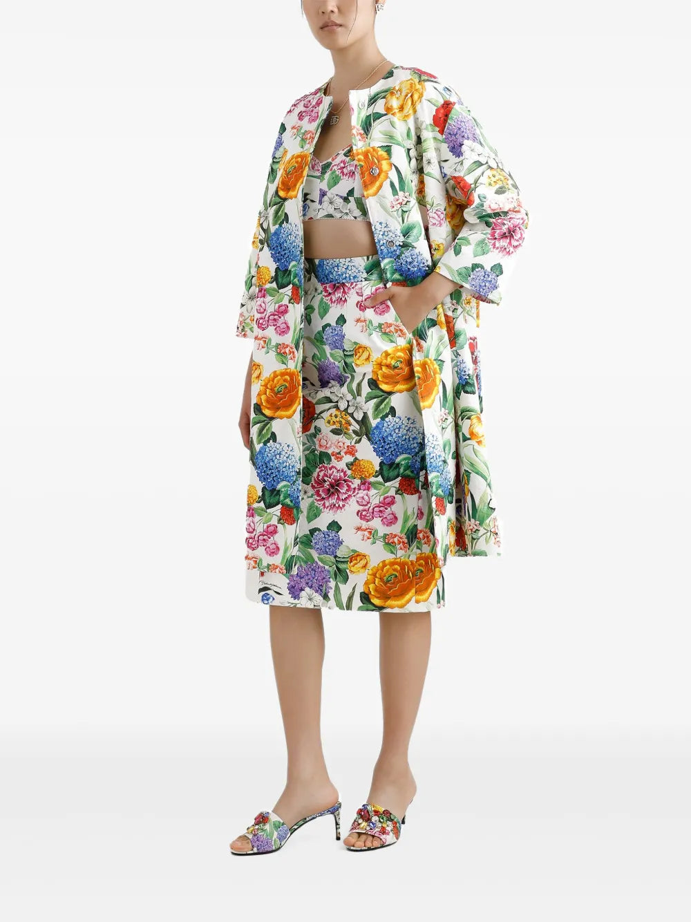 Floral-Print Midi Skirt