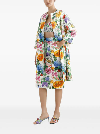 Floral-Print Midi Skirt