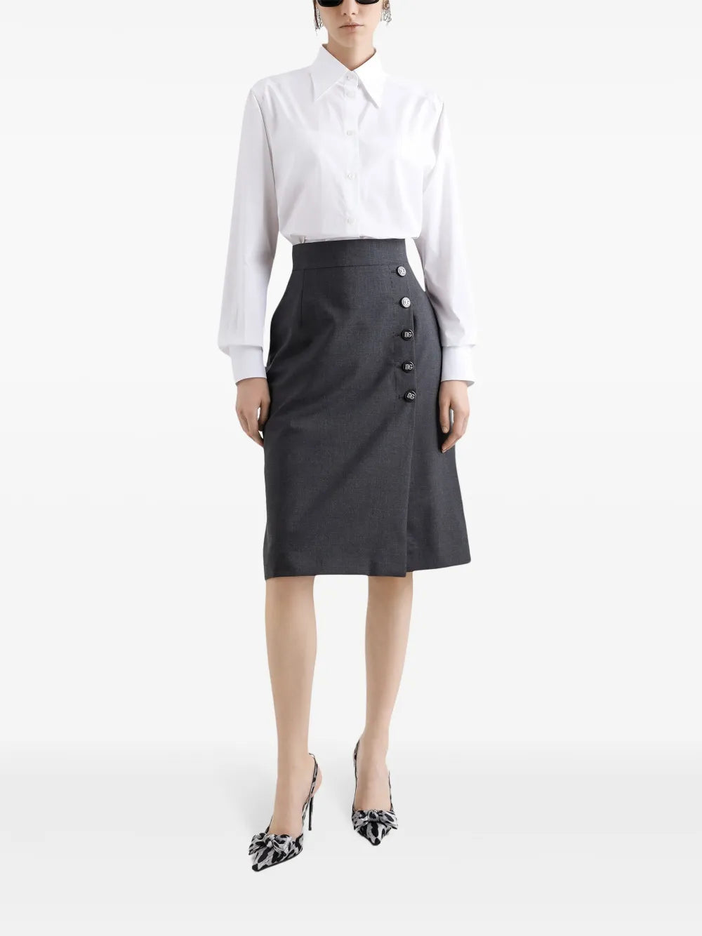 Overlapping-Panel Midi Skirt
