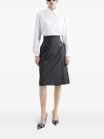 Overlapping-Panel Midi Skirt