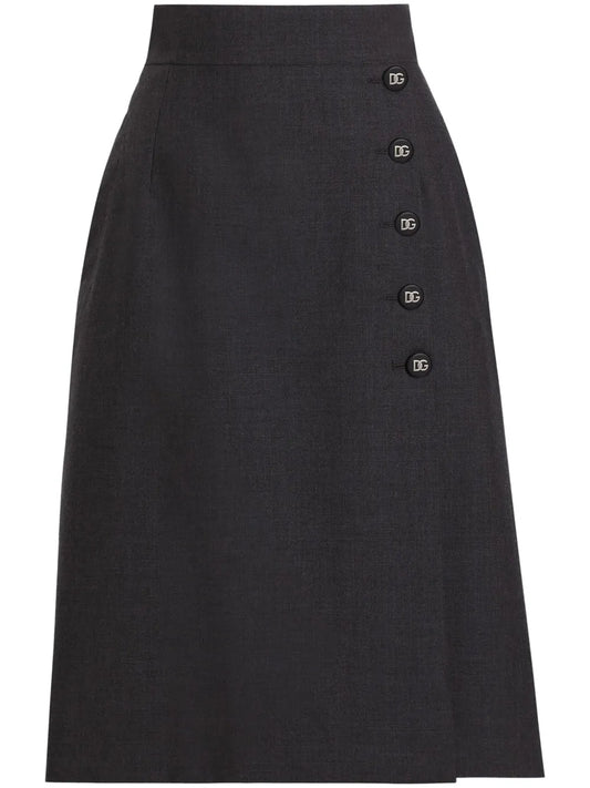 Overlapping-Panel Midi Skirt