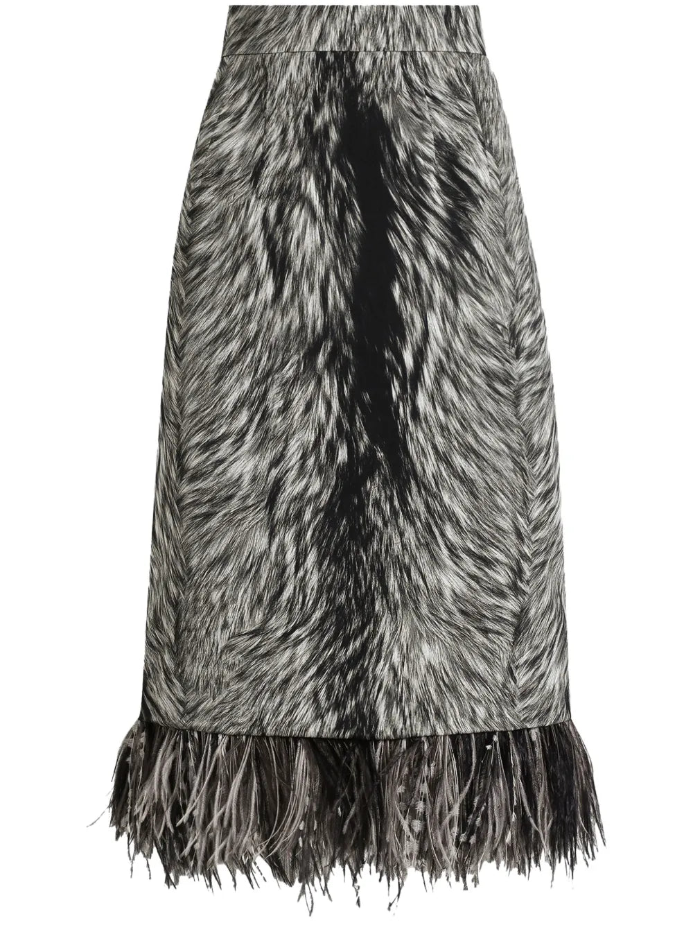 Feather-Trim Faux-Fur Skirt