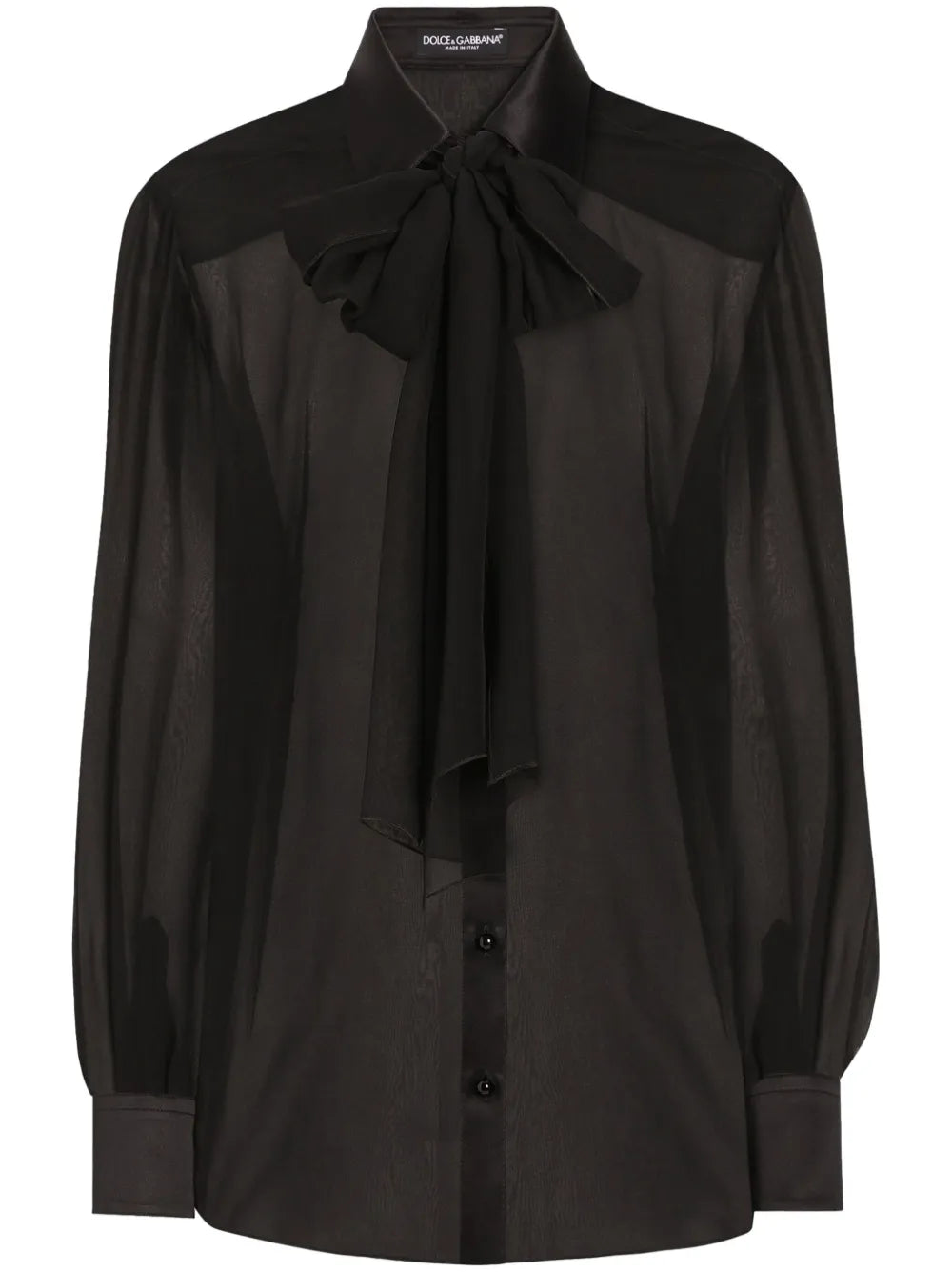 Pussy-Bow Silk Chiffon Shirt