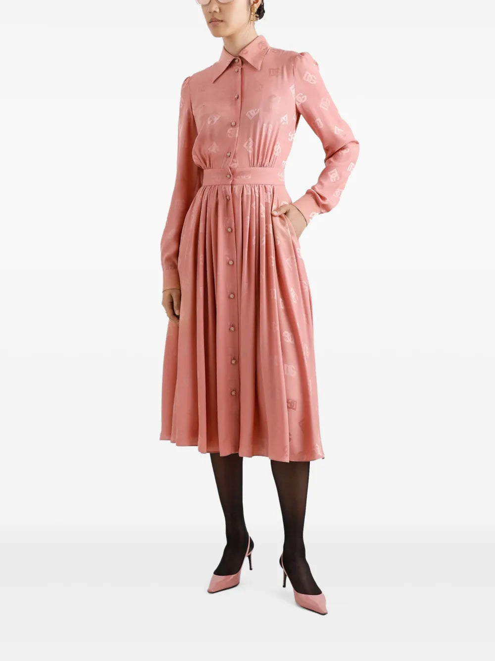 Monogram-Jacquard Midi Dress