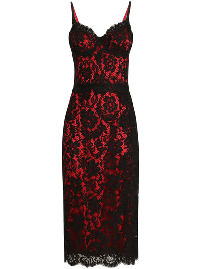 Floral-Lace Midi Dress