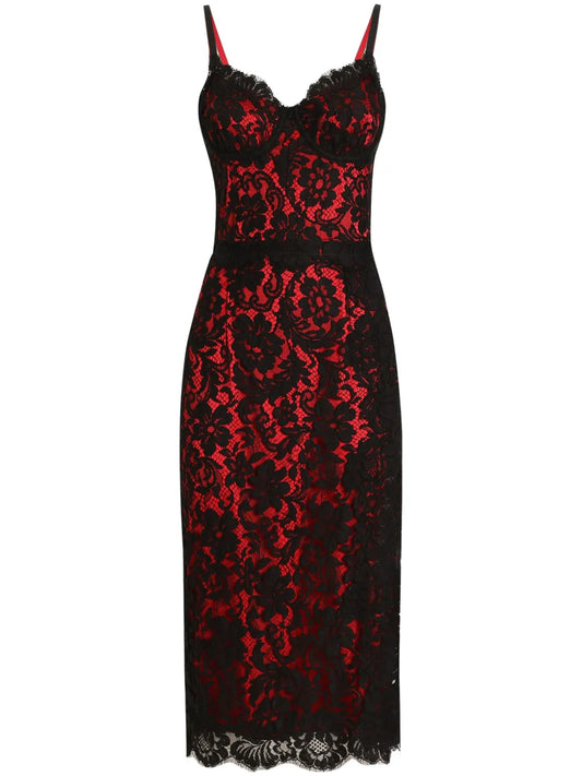 Floral-Lace Midi Dress
