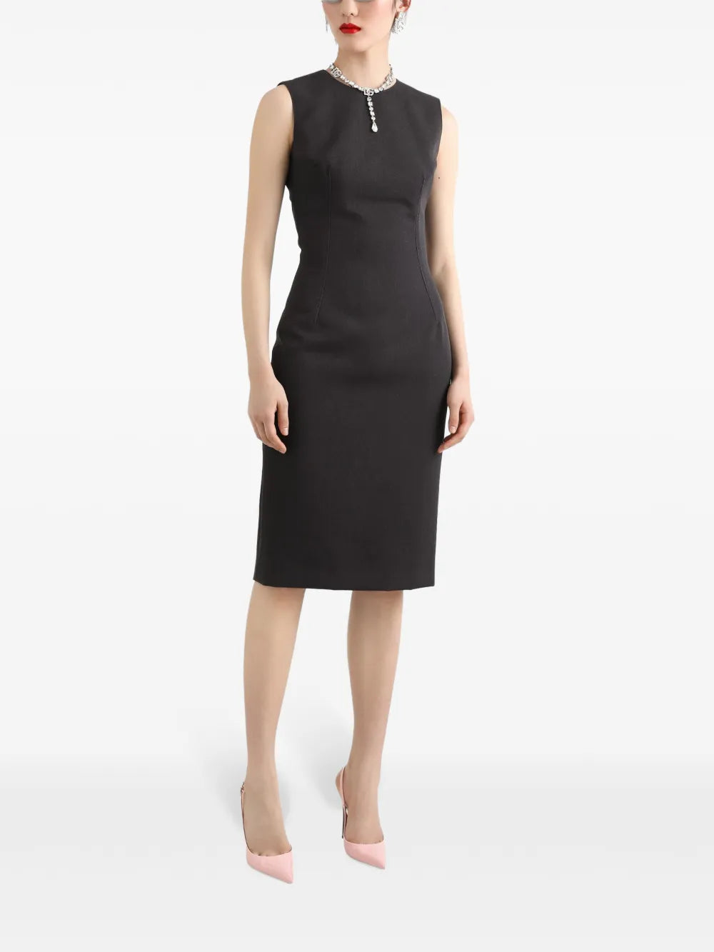 Mélange-Effect Midi Dress