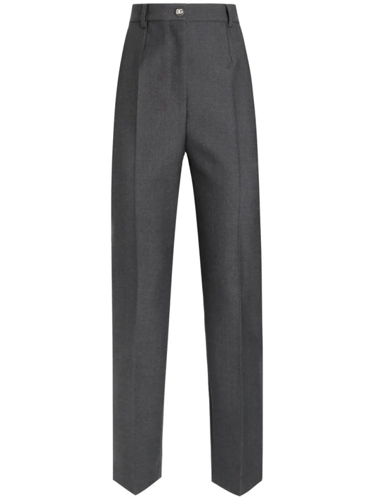 Pressed Crease Straight-Leg Trousers