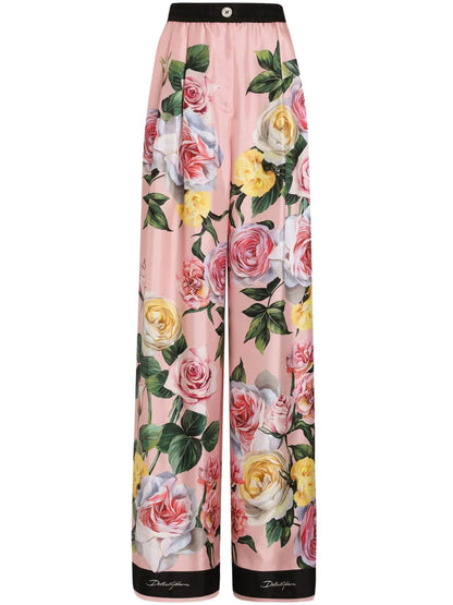 Floral-Print Trousers