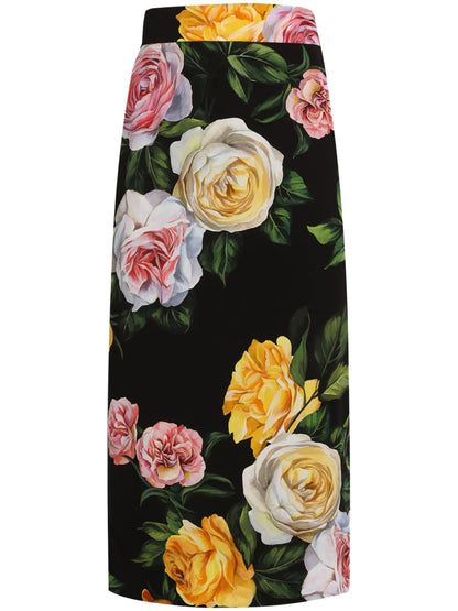 Floral-Print Midi Skirt