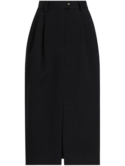 Pleat-Detail Midi Skirt