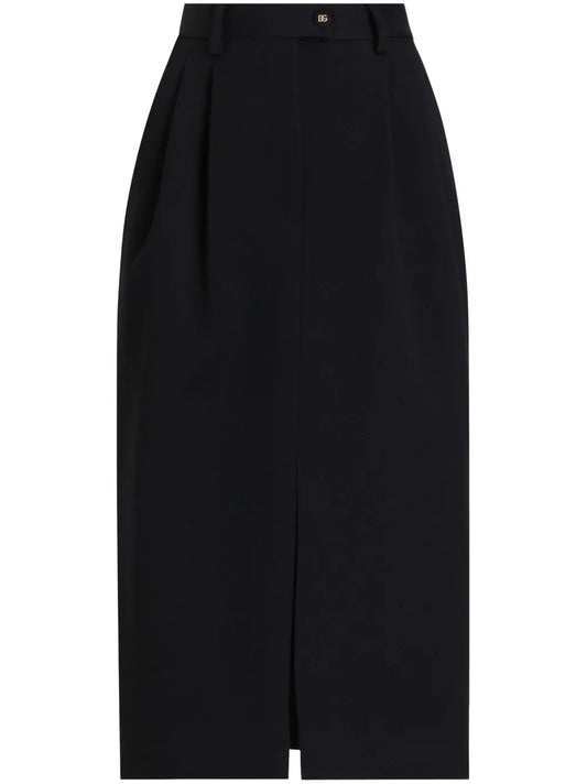 Pleat-Detail Midi Skirt
