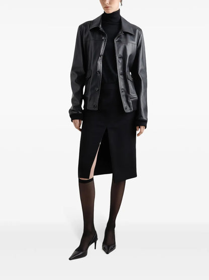 Front-Slit Midi Skirt