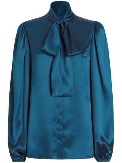 Pussybow-Collar Blouse