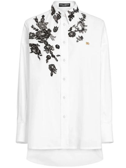 Floral-Appliqué Shirt
