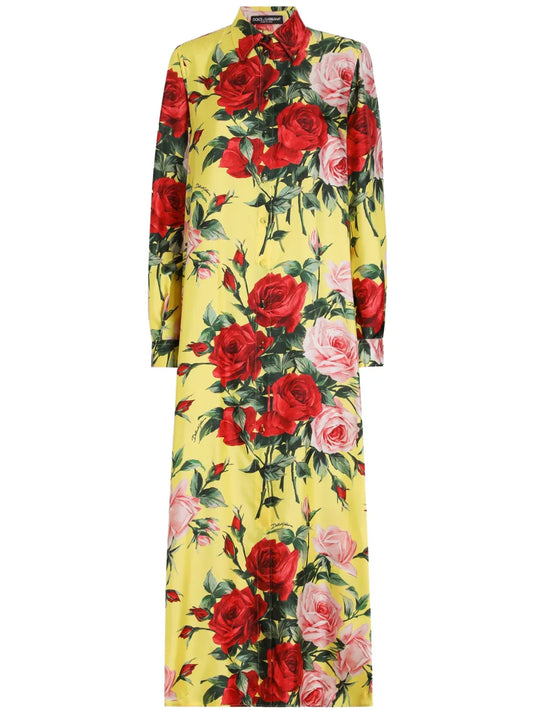 Floral-Print Maxi Shirt Dress
